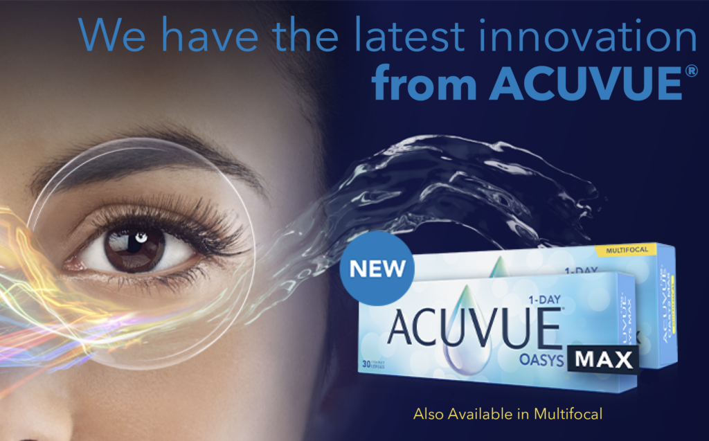 Acuvue Oasys Max 1Day Contact lenses with blue light filter and UV protection Walker & Campbell